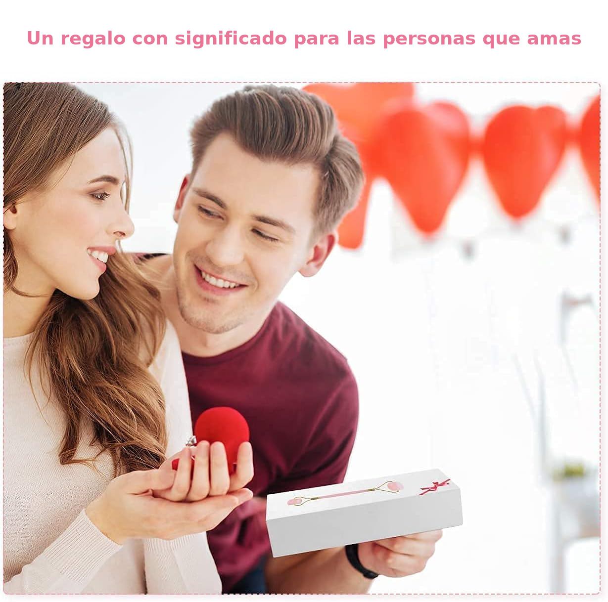 Rodillo + Gua Sha Rosa Masajeador Facial