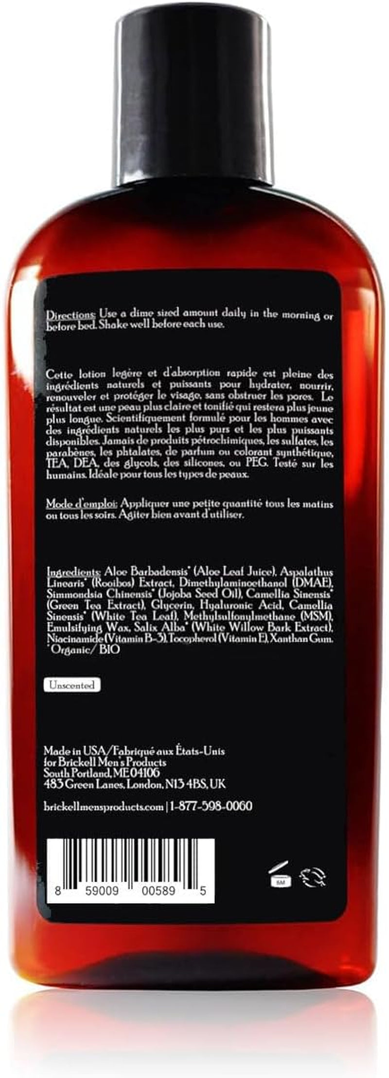 Brickell Men’S Products – Hidratante Facial Esencial Diario Para Hombres – Loción Facial Natural Y Orgánica (Perfumado) – 118 Ml