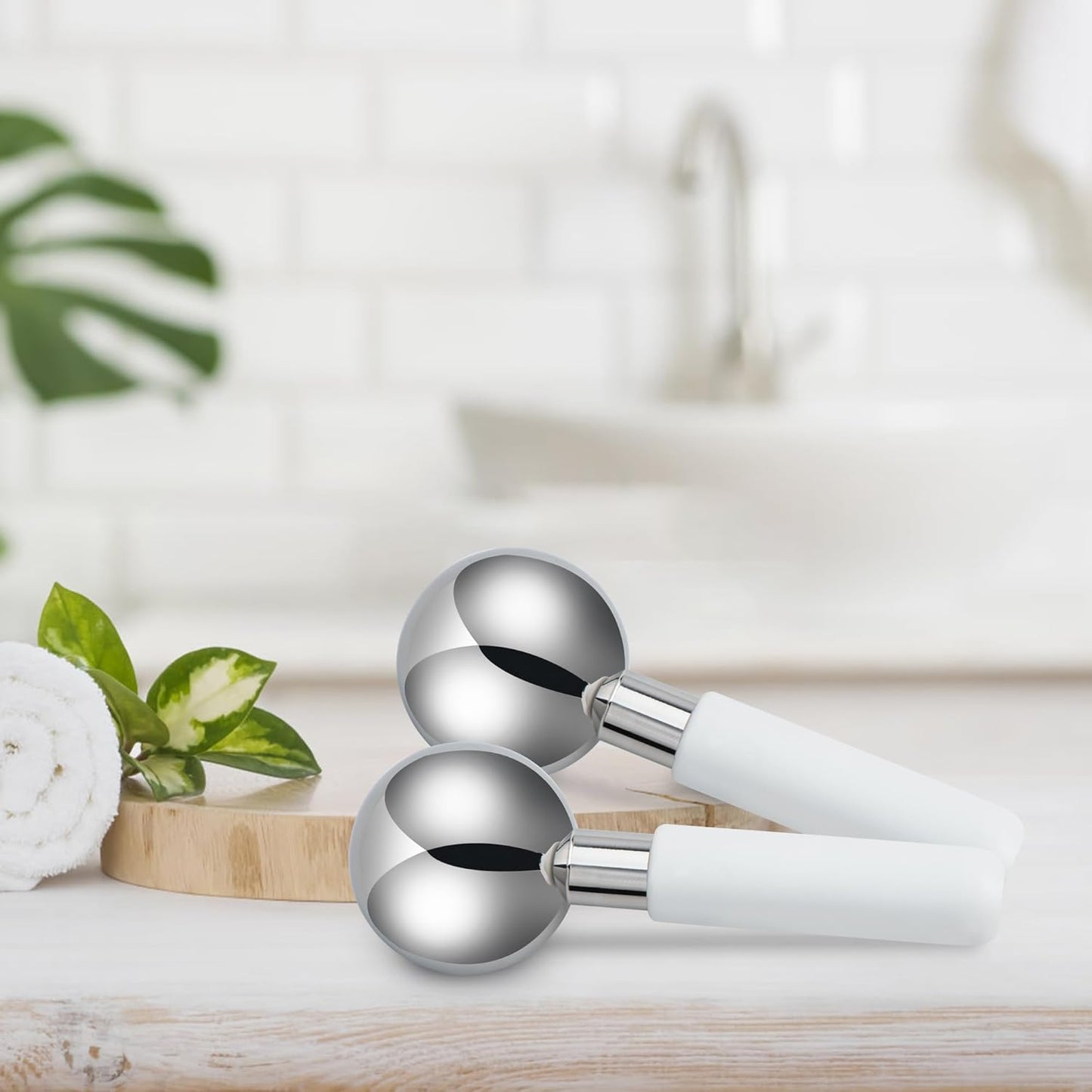 Floraison Rodillo De Enfriamiento De Hielo Para La Piel De La Cara, Bolas Frías, Acero Inoxidable Quirúrgico Para Masaje Facial, Cuello, Ojos, Tratamiento Antienvejecimiento Varitas