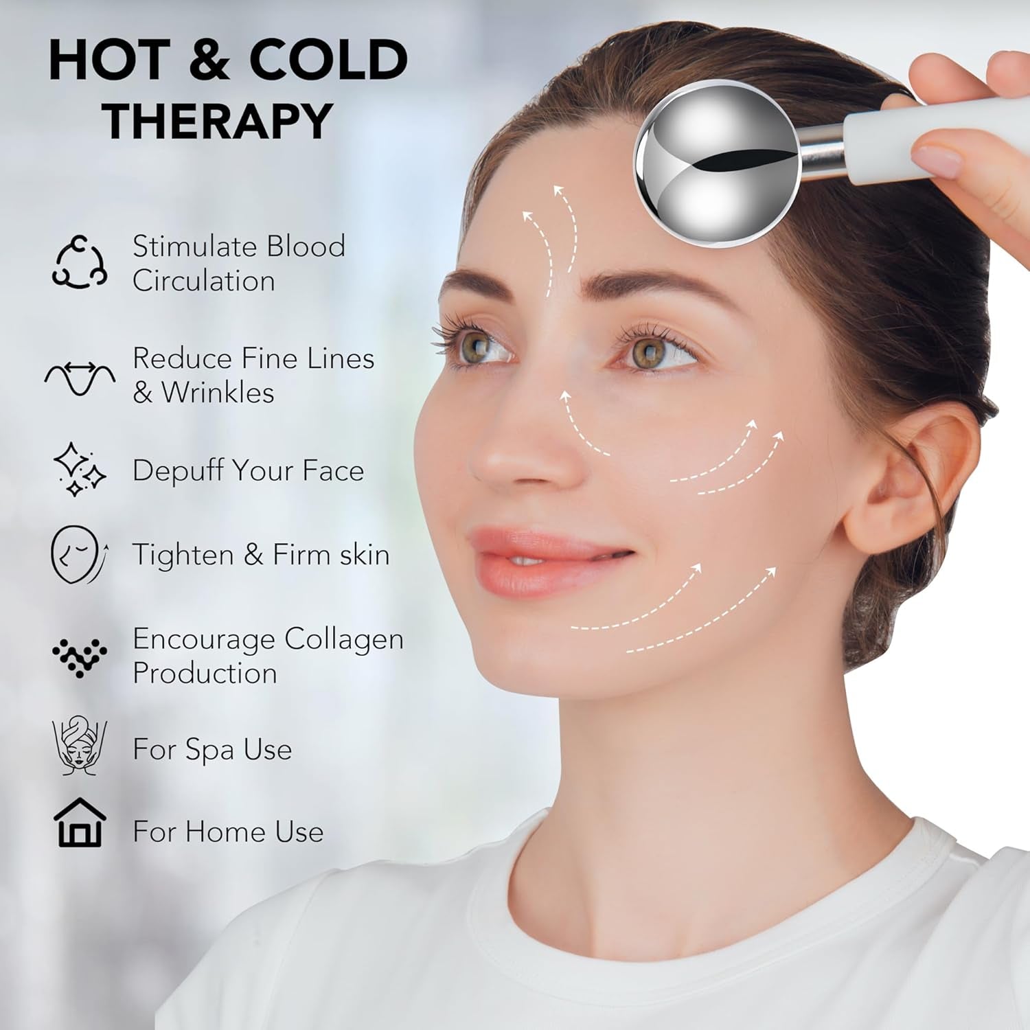 Floraison Rodillo De Enfriamiento De Hielo Para La Piel De La Cara, Bolas Frías, Acero Inoxidable Quirúrgico Para Masaje Facial, Cuello, Ojos, Tratamiento Antienvejecimiento Varitas