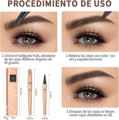 Lapiz Cejas,Lapiz Cejas Microblading,Lapiz Cejas 4 Puntas,Resistente Al Agua Y Al Sudor,Crea Un Maquillaje De Cejas Natural(Marrón Oscuro)