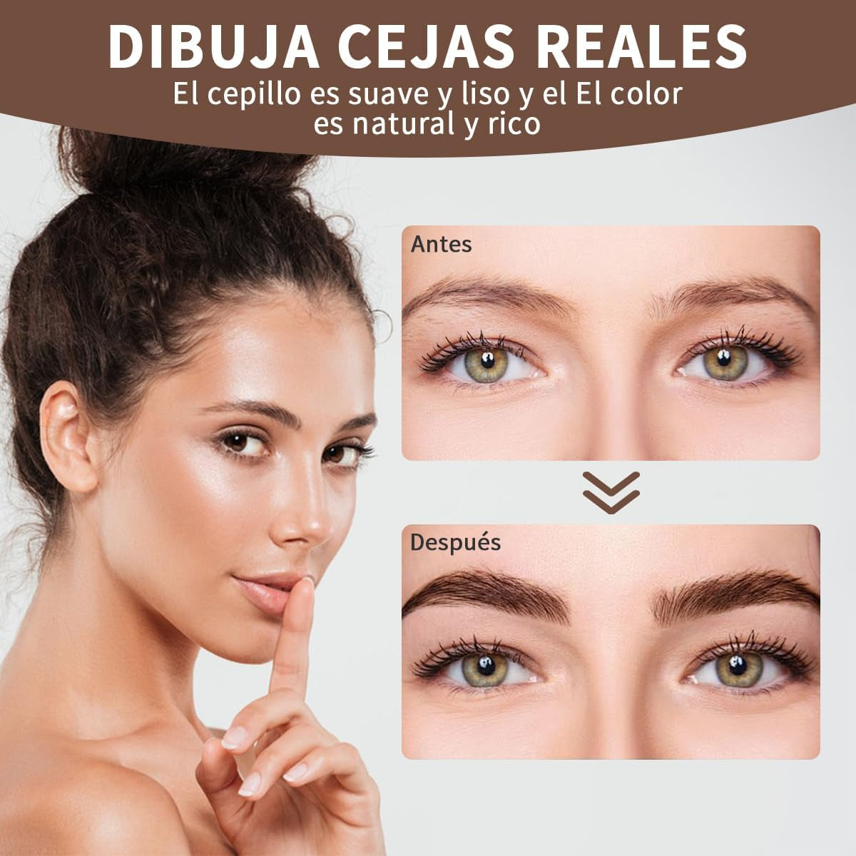 Lapiz Cejas,Lapiz Cejas Microblading,Lapiz Cejas 4 Puntas,Resistente Al Agua Y Al Sudor,Crea Un Maquillaje De Cejas Natural(Marrón Oscuro)