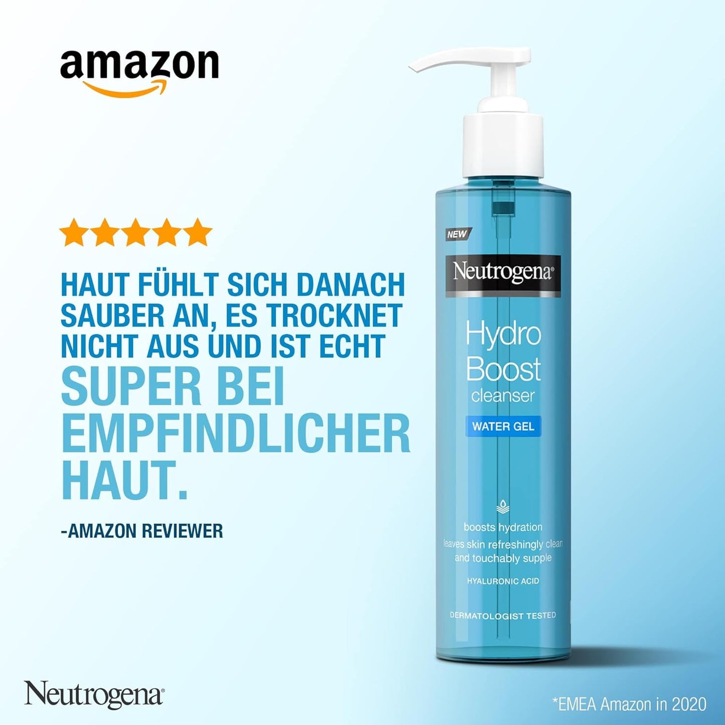 Neutrogena Hydro Boost Aqua Gel Limpiador Facial Suave Con Ácido Hialurónico Y Glicerina Para Todos Los Tipos De Piel, 200 Ml