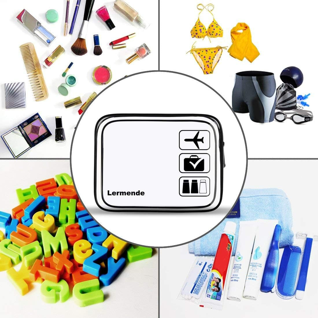 Neceser De Viaje Transparente Para Artículos De Tocador, Bolsa De Cosméticos Transparente Para Mujeres, Bolsa Compatible Con Diferentes Tamaños