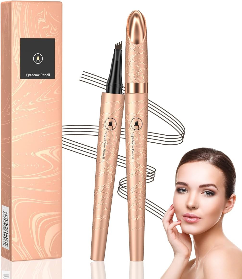 Lapiz Cejas,Lapiz Cejas Microblading,Lapiz Cejas 4 Puntas,Resistente Al Agua Y Al Sudor,Crea Un Maquillaje De Cejas Natural(Marrón Oscuro)