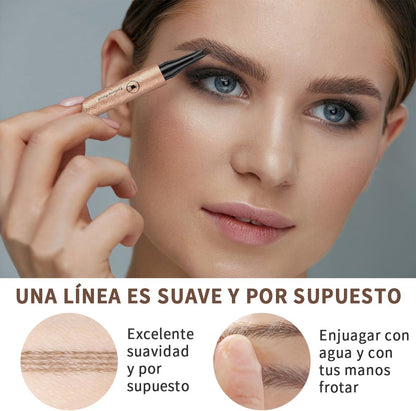 Lapiz Cejas,Lapiz Cejas Microblading,Lapiz Cejas 4 Puntas,Resistente Al Agua Y Al Sudor,Crea Un Maquillaje De Cejas Natural(Marrón Oscuro)