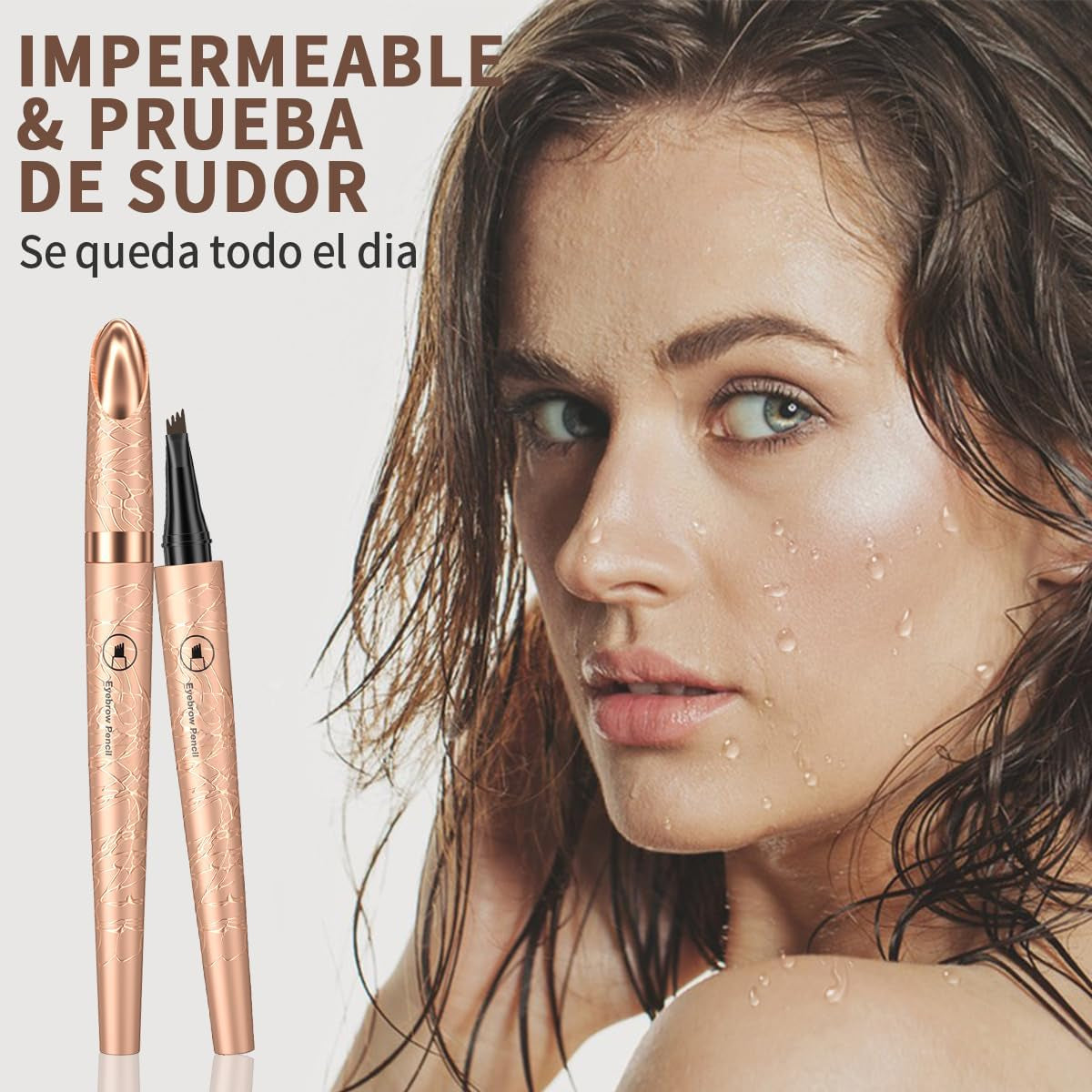 Lapiz Cejas,Lapiz Cejas Microblading,Lapiz Cejas 4 Puntas,Resistente Al Agua Y Al Sudor,Crea Un Maquillaje De Cejas Natural(Marrón Oscuro)