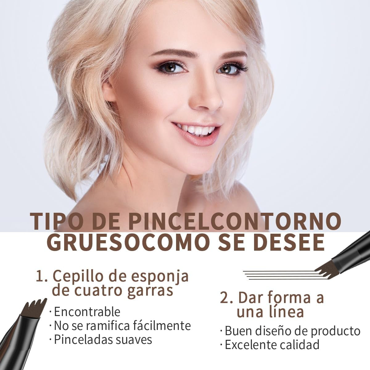 Lapiz Cejas,Lapiz Cejas Microblading,Lapiz Cejas 4 Puntas,Resistente Al Agua Y Al Sudor,Crea Un Maquillaje De Cejas Natural(Marrón Oscuro)