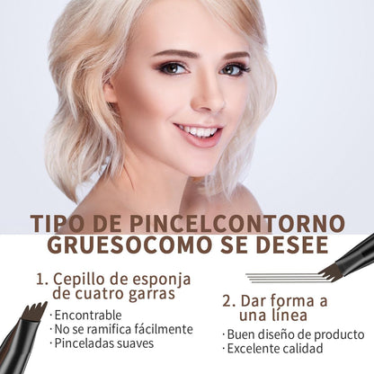Lapiz Cejas,Lapiz Cejas Microblading,Lapiz Cejas 4 Puntas,Resistente Al Agua Y Al Sudor,Crea Un Maquillaje De Cejas Natural(Marrón Oscuro)