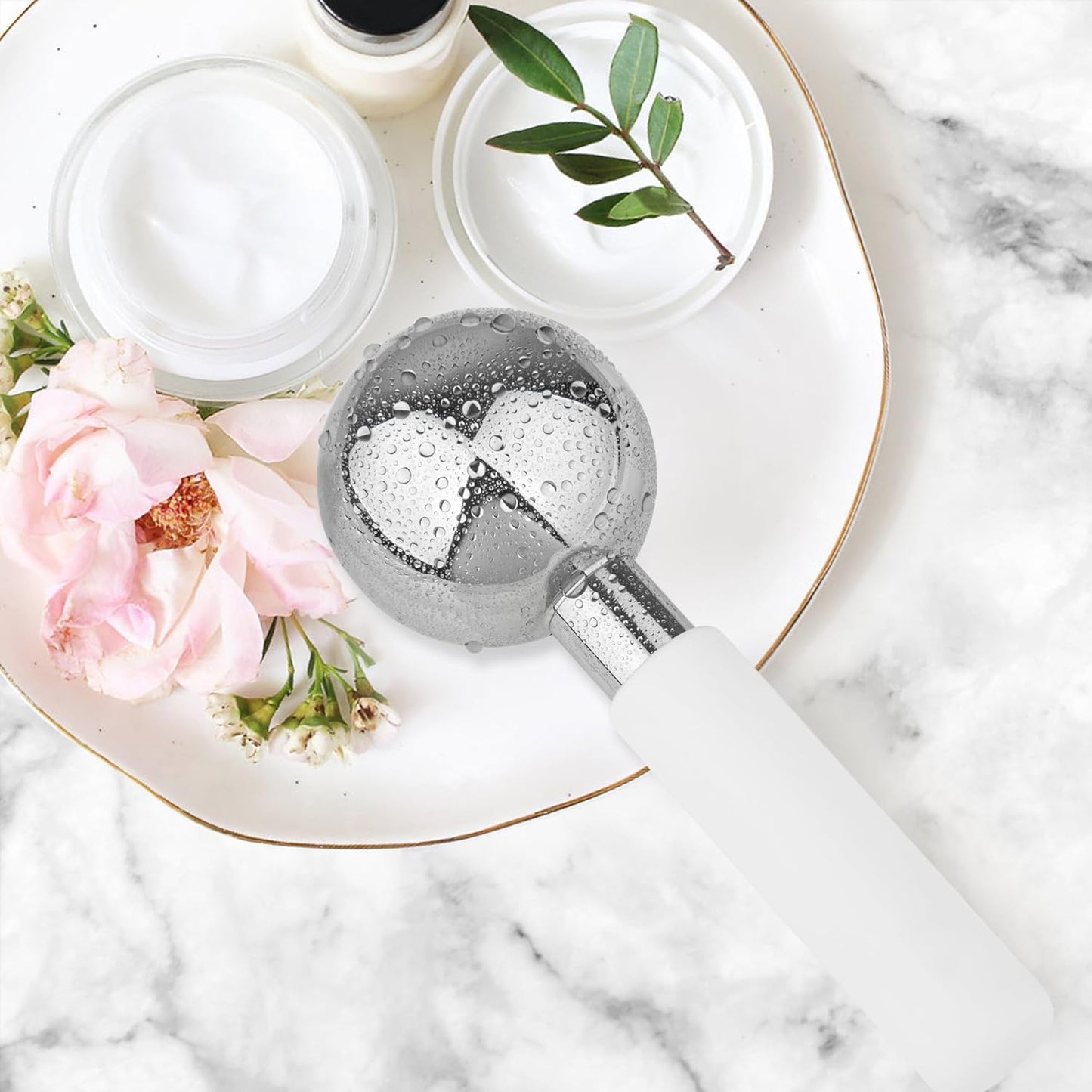 Floraison Rodillo De Enfriamiento De Hielo Para La Piel De La Cara, Bolas Frías, Acero Inoxidable Quirúrgico Para Masaje Facial, Cuello, Ojos, Tratamiento Antienvejecimiento Varitas